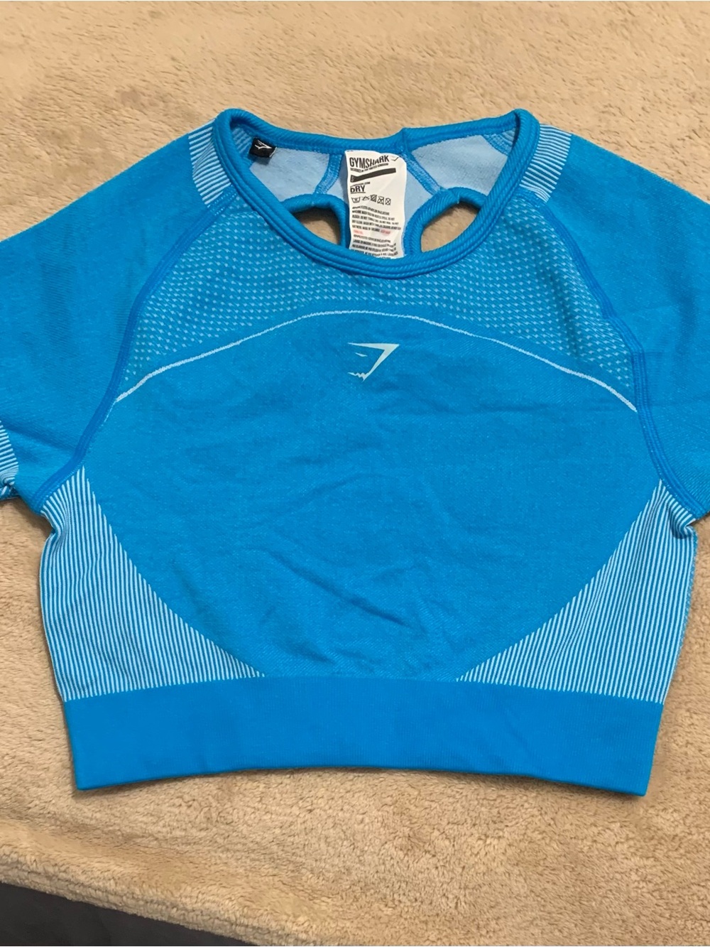Gymshark DRY Bright Blue Seamless Short Sleeve Crop Top Size Small